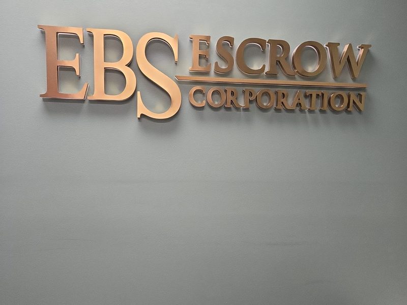Brushed dimensional lobby letters for EBS Escrow Corporation