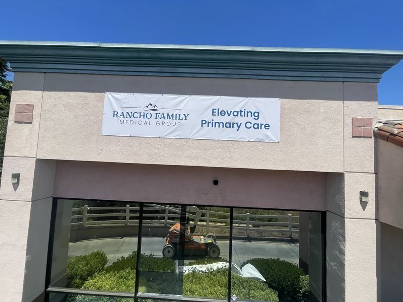 Exterior storefront signage for Rancho Family Medical Group primary care
